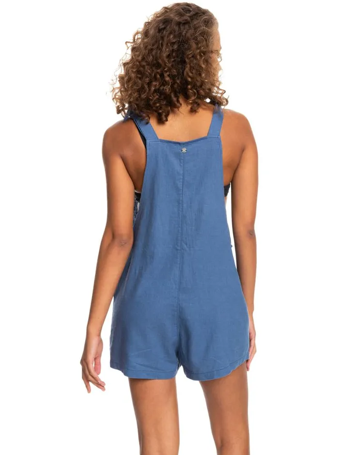 Roxy Jumpsuits and Rompers Silver Sky Woven Romper Bijou Blue 8211 Women