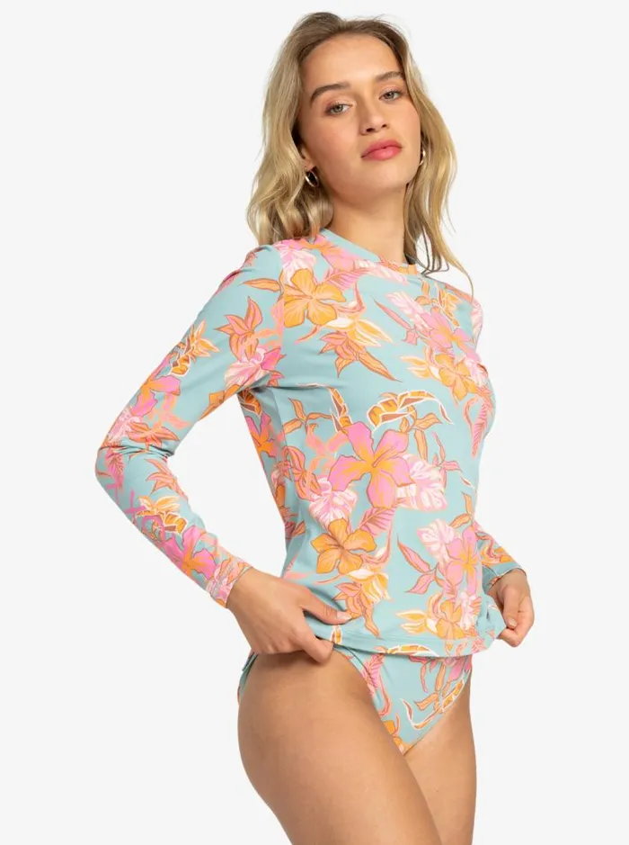 Roxy One Pieces Sea Skippin Long Sleeve Rashguard Blue Surf Kartoffel Tropical 8211 Women Roxy One Pieces Sea Skippin Long Sleeve Rashguard Blue Surf Kartoffel Tropical 8211 Women