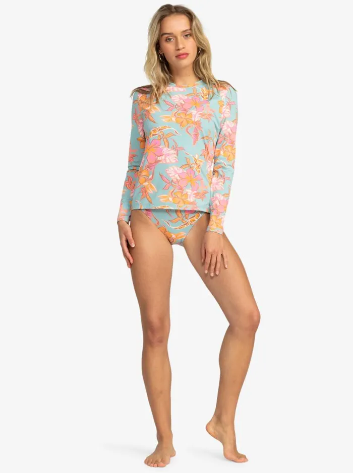 Roxy One Pieces Sea Skippin Long Sleeve Rashguard Blue Surf Kartoffel Tropical 8211 Women Roxy One Pieces Sea Skippin Long Sleeve Rashguard Blue Surf Kartoffel Tropical 8211 Women