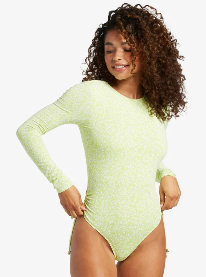 Roxy One Pieces Sunrise Tides UPF 50 Rashguard Long Sleeve Swimsuit Daiquiri Green Sea Spray 8211 Women