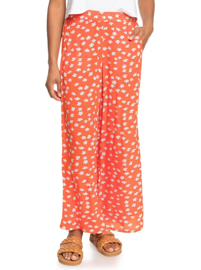 Roxy Pants and Jeans Midnight New Avenue Wide Leg Pants Tiger Lily Flower Rain 8211 Women