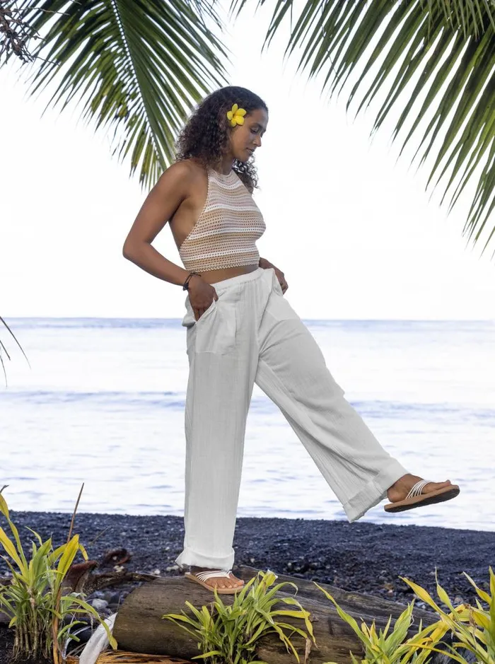 Roxy Pants and Jeans What A Vibe Beach Pants Snow White 8211 Women