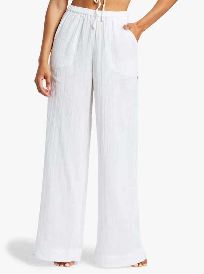 Roxy Pants and Jeans What A Vibe Beach Pants Snow White 8211 Women Roxy Pants and Jeans What A Vibe Beach Pants Snow White 8211 Women