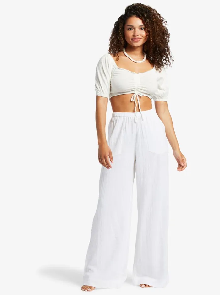 Roxy Pants and Jeans What A Vibe Beach Pants Snow White 8211 Women Roxy Pants and Jeans What A Vibe Beach Pants Snow White 8211 Women