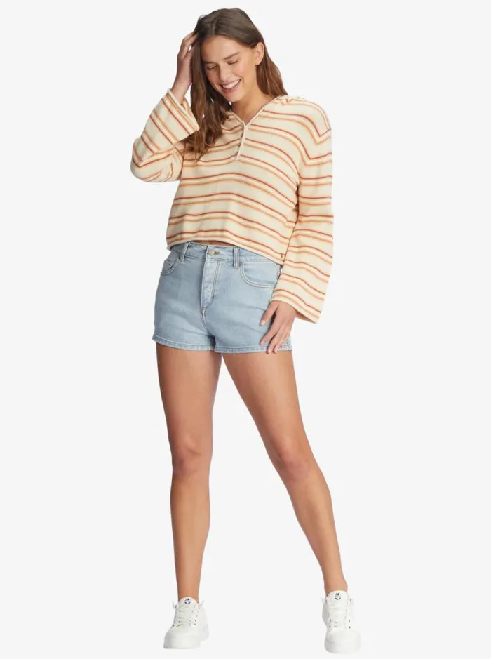 Roxy Sweaters Side Swipe Poncho Hoodie Tapioca Retro Rays Stripe 8211 Women Roxy Sweaters Side Swipe Poncho Hoodie Tapioca Retro Rays Stripe 8211 Women