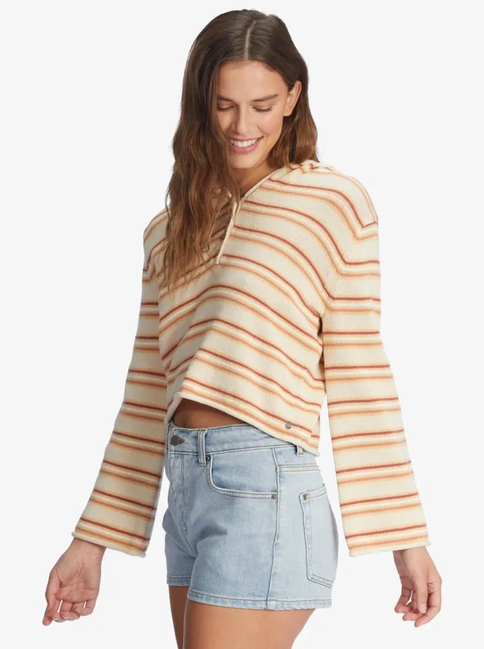 Roxy Sweaters Side Swipe Poncho Hoodie Tapioca Retro Rays Stripe 8211 Women Roxy Sweaters Side Swipe Poncho Hoodie Tapioca Retro Rays Stripe 8211 Women