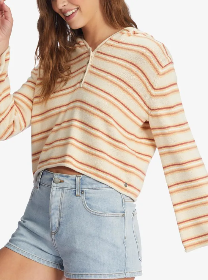 Roxy Sweaters Side Swipe Poncho Hoodie Tapioca Retro Rays Stripe 8211 Women Roxy Sweaters Side Swipe Poncho Hoodie Tapioca Retro Rays Stripe 8211 Women