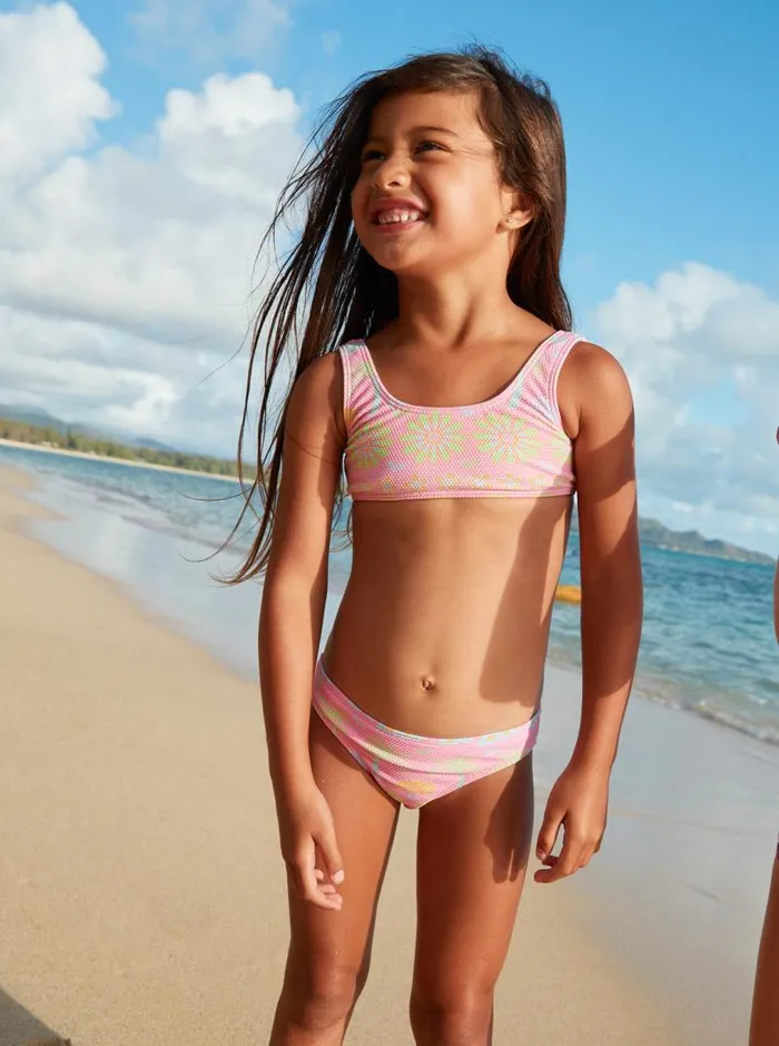 Roxy Swim Girl039s 27 Beach Day Together Two Piece Bralette Bikini Set Sachet Pink Beachy Bebe 8211 Kids