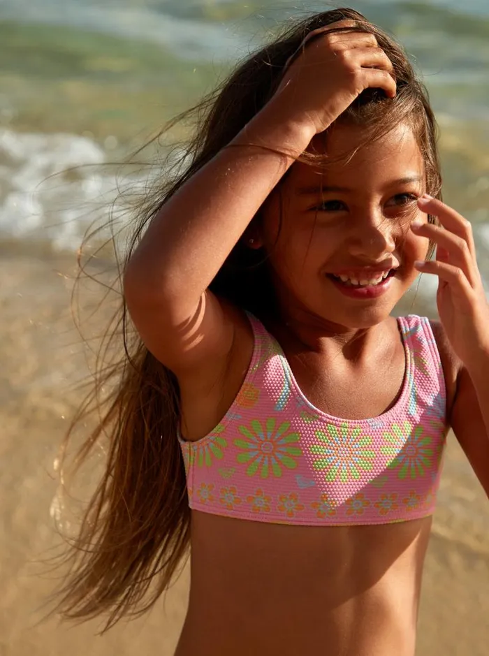Roxy Swim Girl039s 27 Beach Day Together Two Piece Bralette Bikini Set Sachet Pink Beachy Bebe 8211 Kids