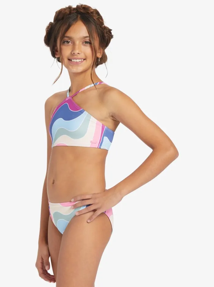 Roxy Swim Girls039 716 Vacation Memories Two Piece Crop Top Bikini Set Vivid Viola Cruz 8211 Kids