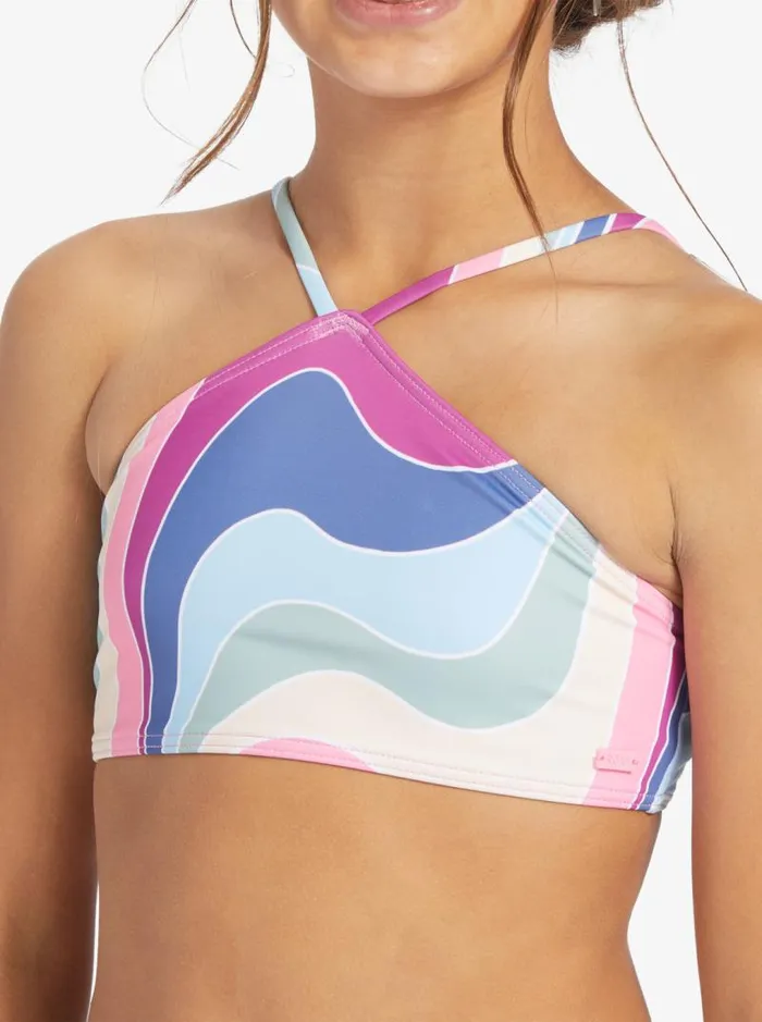 Roxy Swim Girls039 716 Vacation Memories Two Piece Crop Top Bikini Set Vivid Viola Cruz 8211 Kids