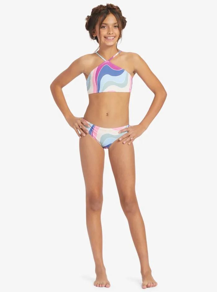Roxy Swim Girls039 716 Vacation Memories Two Piece Crop Top Bikini Set Vivid Viola Cruz 8211 Kids