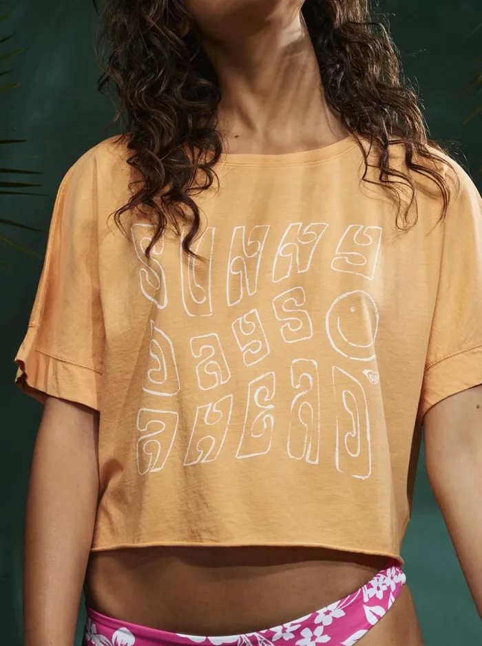 Roxy Tees and Tanks Sunny Smiles TShirt Mock Orange 8211 Women Roxy Tees and Tanks Sunny Smiles TShirt Mock Orange 8211 Women