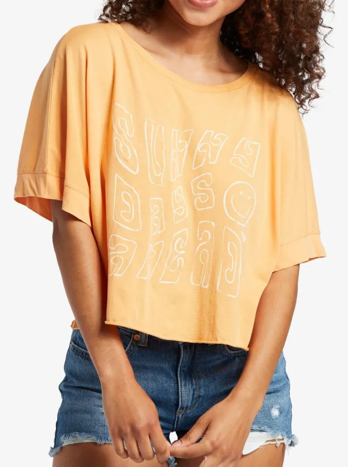 Roxy Tees and Tanks Sunny Smiles TShirt Mock Orange 8211 Women Roxy Tees and Tanks Sunny Smiles TShirt Mock Orange 8211 Women