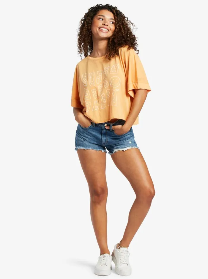 Roxy Tees and Tanks Sunny Smiles TShirt Mock Orange 8211 Women Roxy Tees and Tanks Sunny Smiles TShirt Mock Orange 8211 Women