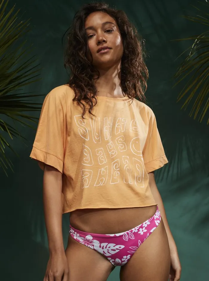 Roxy Tees and Tanks Sunny Smiles TShirt Mock Orange 8211 Women Roxy Tees and Tanks Sunny Smiles TShirt Mock Orange 8211 Women