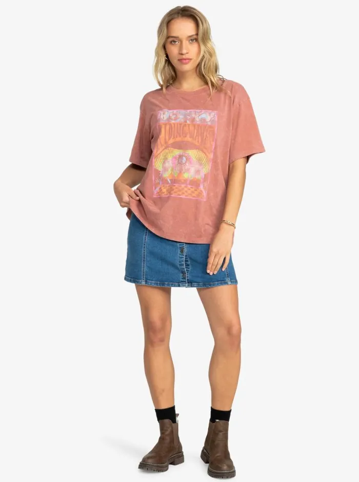 Roxy Tops Girl Need Love B Oversized TShirt Cedar Wood 8211 Women