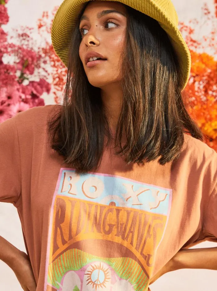 Roxy Tops Girl Need Love B Oversized TShirt Cedar Wood 8211 Women