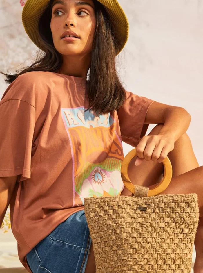 Roxy Tops Girl Need Love B Oversized TShirt Cedar Wood 8211 Women