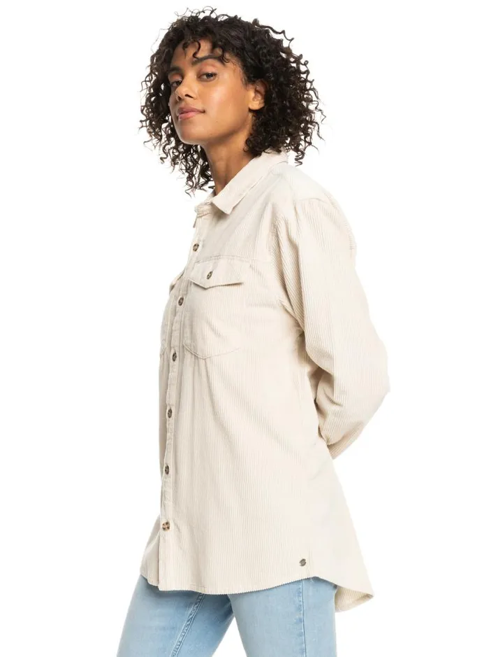 Roxy Tops Let It Go Corduroy Long Sleeve Shirt Tapioca 8211 Women