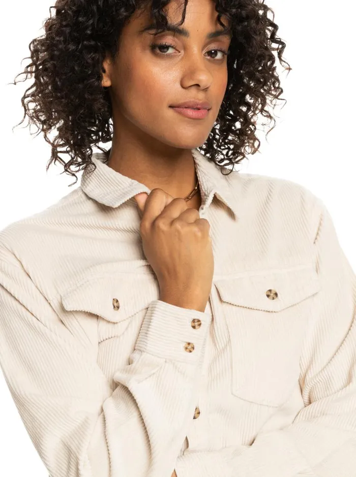 Roxy Tops Let It Go Corduroy Long Sleeve Shirt Tapioca 8211 Women