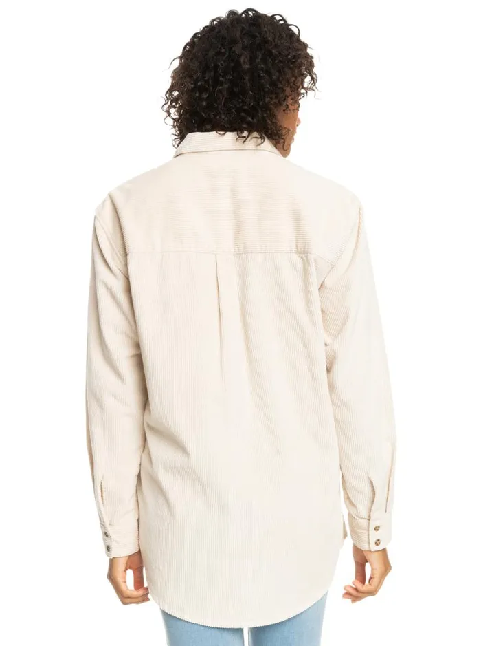 Roxy Tops Let It Go Corduroy Long Sleeve Shirt Tapioca 8211 Women