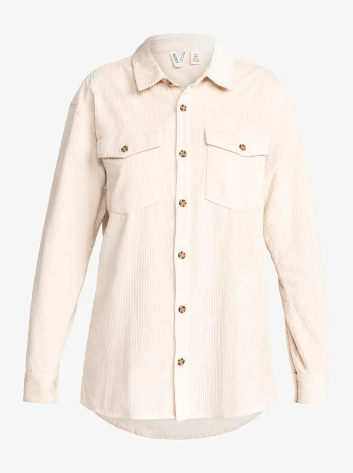 Roxy Tops Let It Go Corduroy Long Sleeve Shirt Tapioca 8211 Women