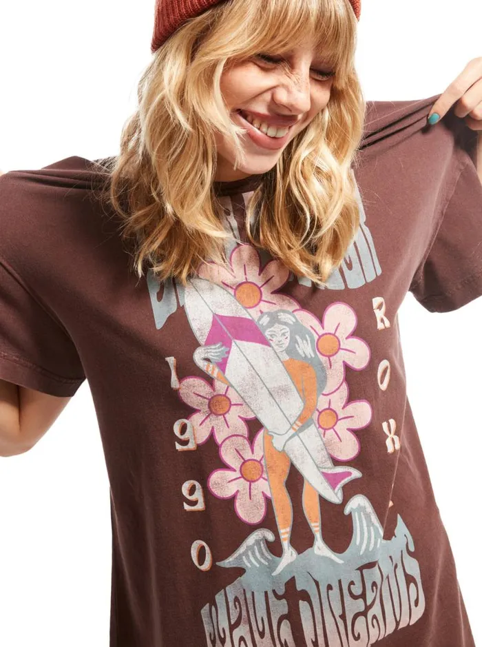 Roxy Tops Sweet Janis Oversized TShirt Bitter Chocolate 8211 Women Roxy Tops Sweet Janis Oversized TShirt Bitter Chocolate 8211 Women