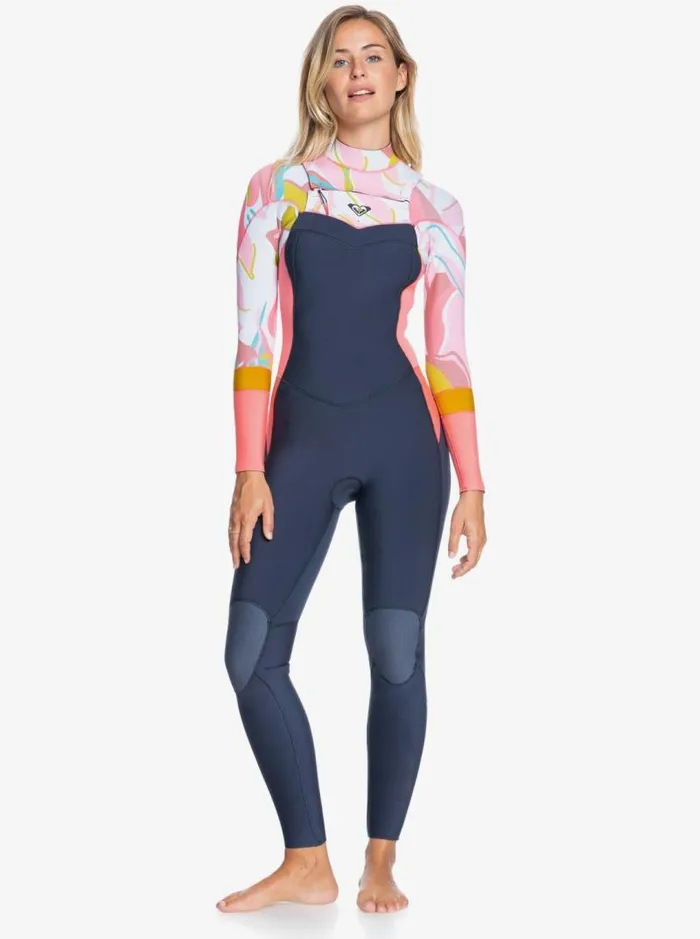 Roxy Wetsuits 32mm Syncro 8211 Chest Zip Wetsuit For Women Jet Grycoral Flmetemple Gold 8211 Women