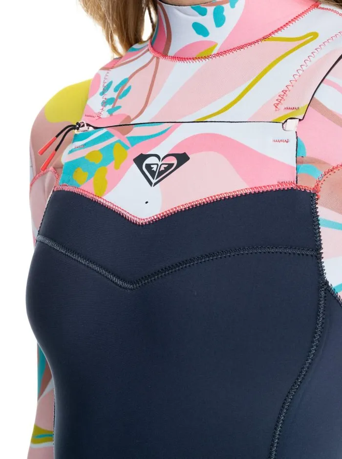 Roxy Wetsuits 32mm Syncro 8211 Chest Zip Wetsuit For Women Jet Grycoral Flmetemple Gold 8211 Women