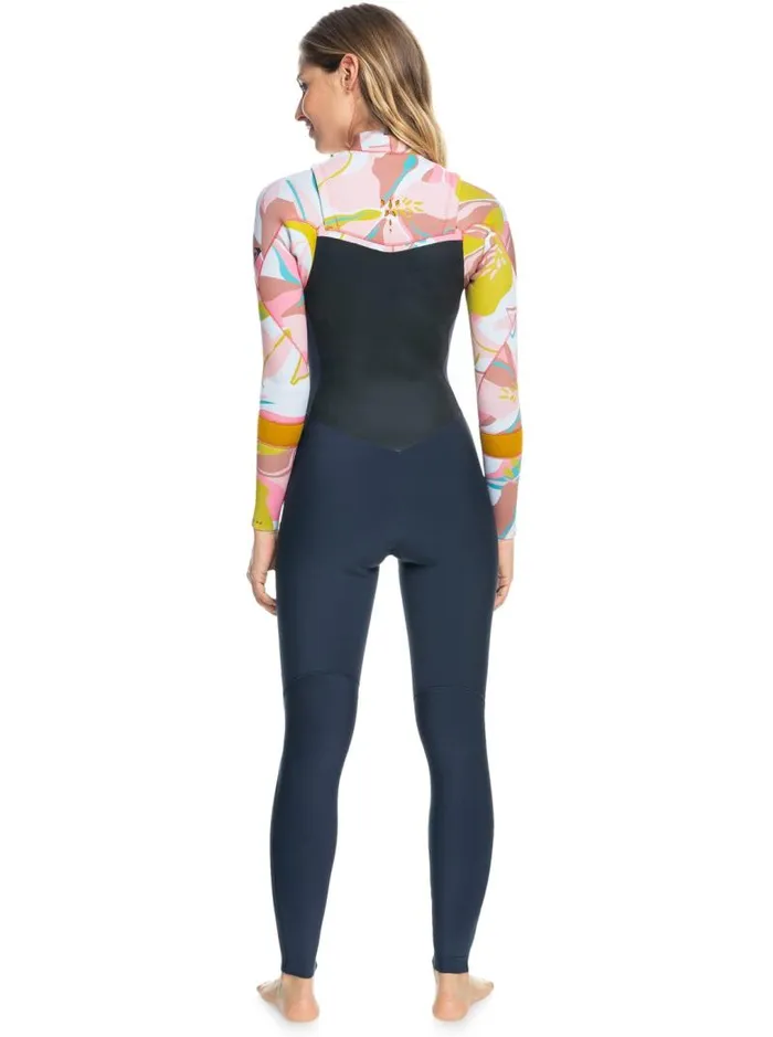 Roxy Wetsuits 32mm Syncro 8211 Chest Zip Wetsuit For Women Jet Grycoral Flmetemple Gold 8211 Women