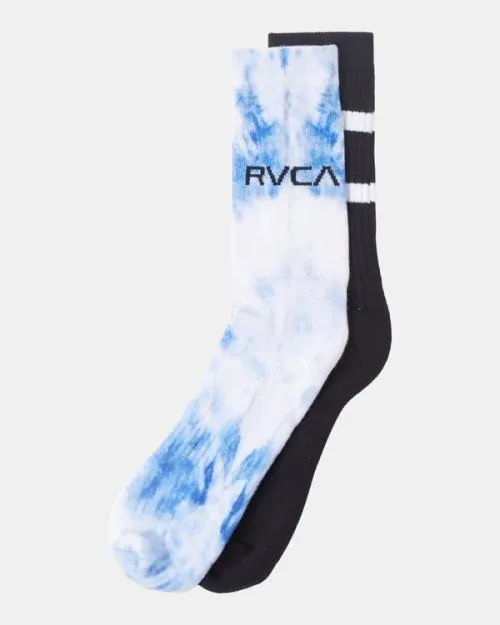 Rvca 2 Pack TieDye Crew Socks Blue SportMen Other Accessories