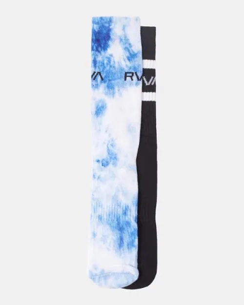 Rvca 2 Pack TieDye Crew Socks Blue SportMen Other Accessories