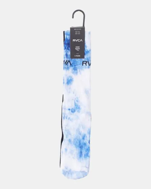 Rvca 2 Pack TieDye Crew Socks Blue SportMen Other Accessories