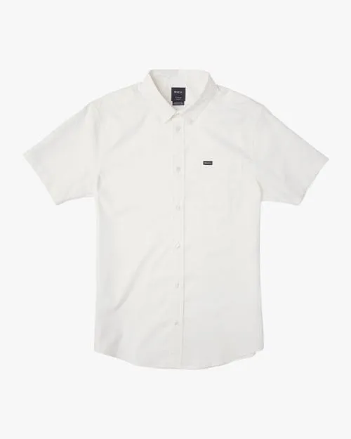 Rvca Boy039s Thatll Do Stretch Short Sleeve Shirt White Boys Shirts and Flannels