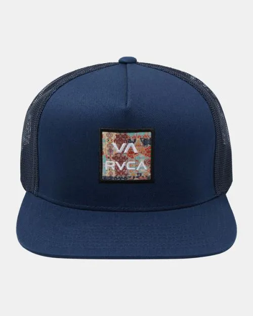 Rvca Boy039s VA All The Way Printed Trucker Hat Navy Blue Boys Hats and Beanies