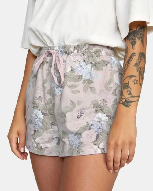 Rvca Camp Sawyer Elastic Waist Shorts Oatmeal Women Shorts and Skirts