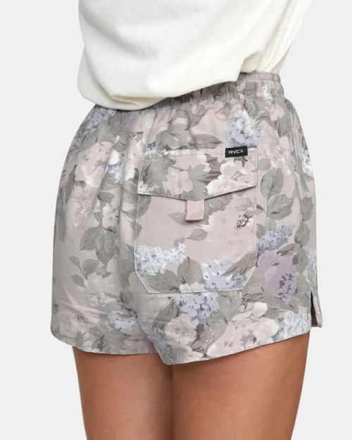 Rvca Camp Sawyer Elastic Waist Shorts Oatmeal Women Shorts and Skirts