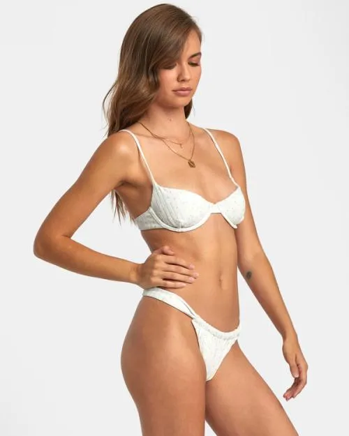 Rvca Darling Wide Slide Skimpy Bikini Bottoms Sea Spray Women Bikini Bottoms