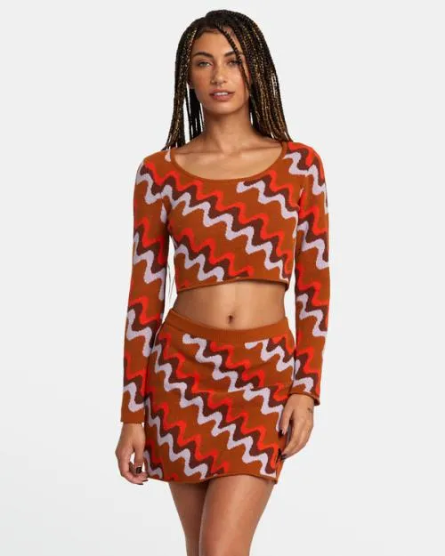 Rvca Desmond Knitted Mini Skirt Caramel Women Shorts and Skirts