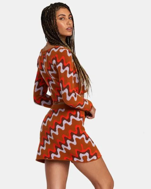 Rvca Desmond Knitted Mini Skirt Caramel Women Shorts and Skirts