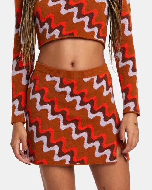 Rvca Desmond Knitted Mini Skirt Caramel Women Shorts and Skirts