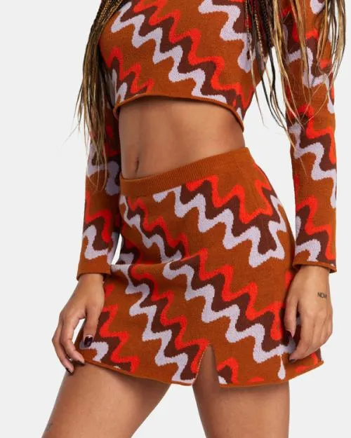 Rvca Desmond Knitted Mini Skirt Caramel Women Shorts and Skirts