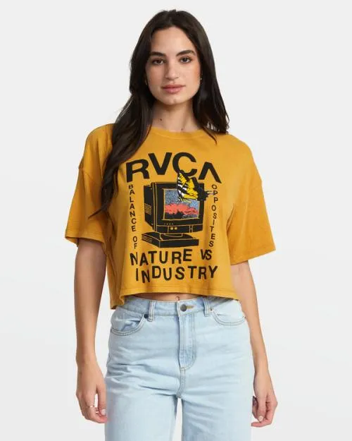 Rvca Dial Up TShirt Bronze Women Tees and Tanks