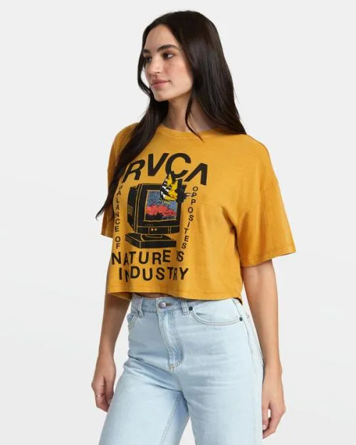 Rvca Dial Up TShirt Bronze Women Tees and Tanks