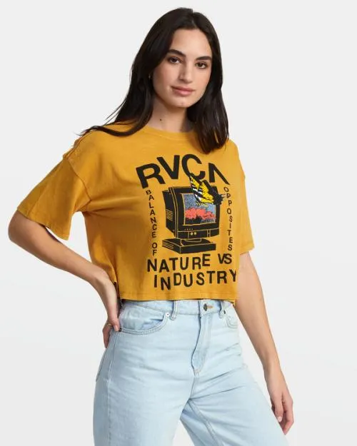 Rvca Dial Up TShirt Bronze Women Tees and Tanks