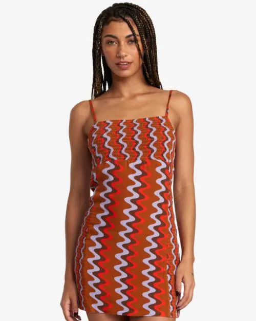 Rvca Divided Mini Dress Caramel Women Dresses and Rompers