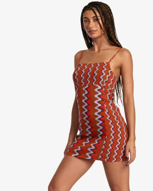 Rvca Divided Mini Dress Caramel Women Dresses and Rompers