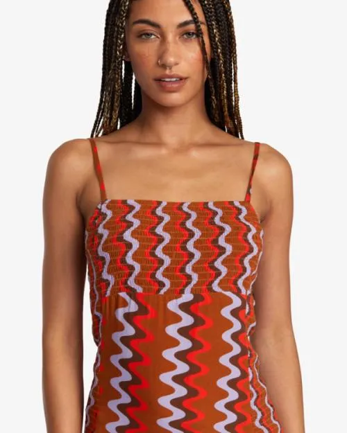 Rvca Divided Mini Dress Caramel Women Dresses and Rompers