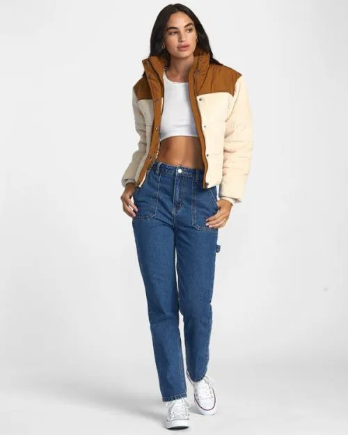 Rvca Eezeh Peaasy Puffer Jacket Latte Women Jackets